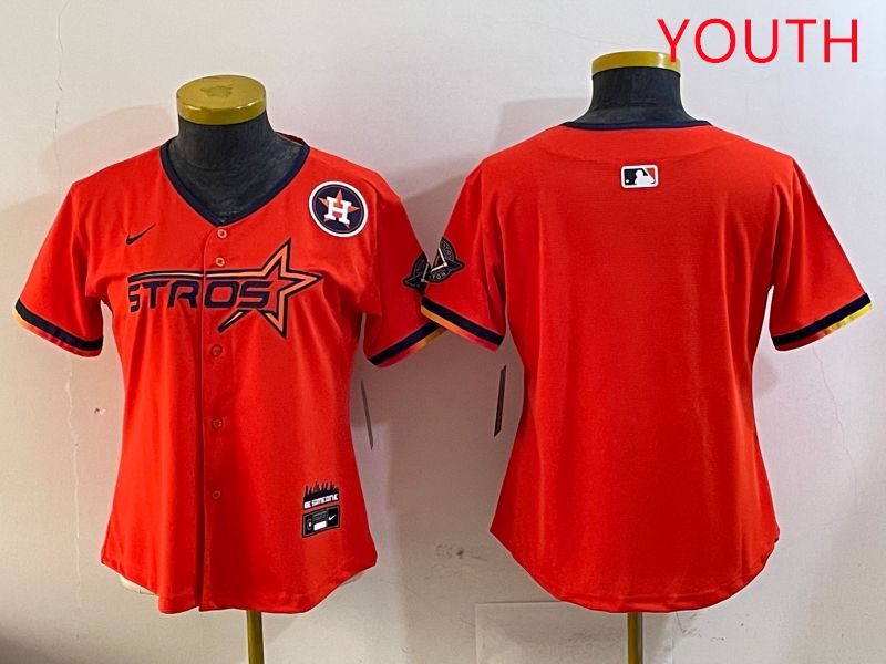 Youth Houston Astros Blank Orange Three generations Joint Name 2025 Nike MLB Jersey style 4->youth mlb jersey->Youth Jersey